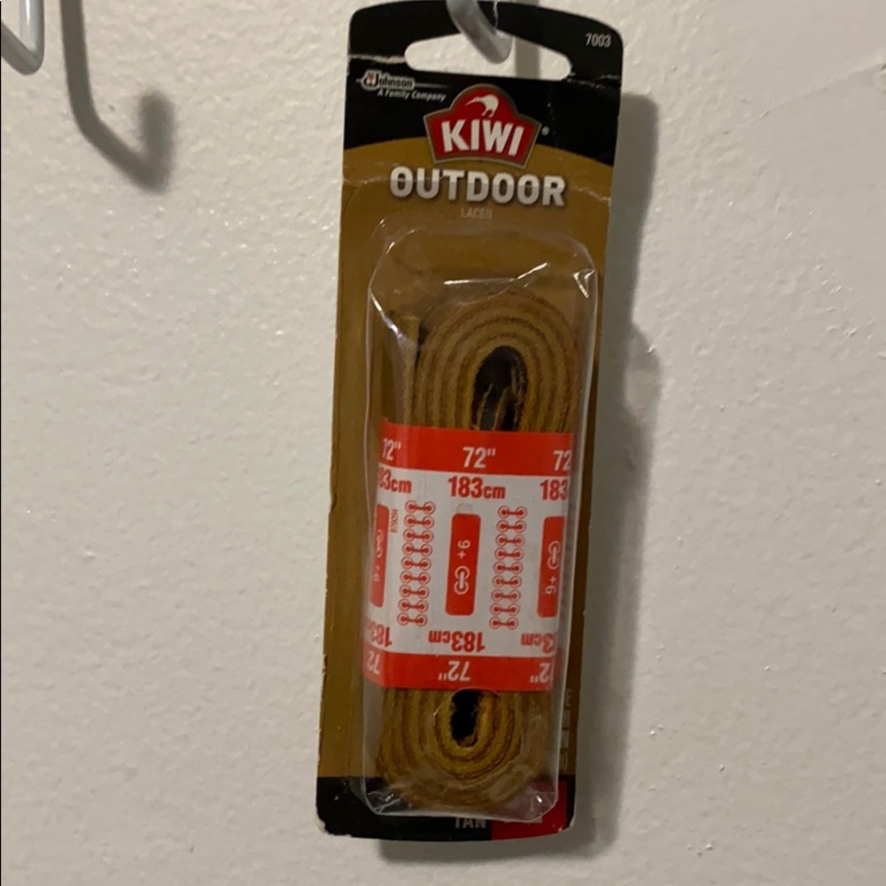 Shoe laces leather tan